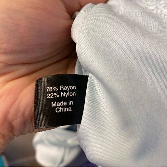 Lane Bryant Tiered Crepe Maxi Dress Blue Colorblock Long Sleeves v neck 20P - Picture 12 of 12